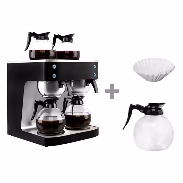 Doppel-Filterkaffeemaschine - 2x 1,8 Liter - mit 4 Warmhalteplatten - inkl. 2 Glaskannen