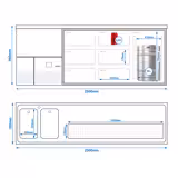 Direct Draw Beer Dispenser / Kegerator PREMIUM - 2500x700mm - Single Glass Door & 6 Drawers