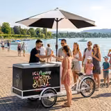 Ice Cream Cart - with LED lighting - with LED-lit umbrella - for 7 x 5 litres Napoli pans - 2665mm