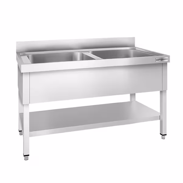 Chiuvetă pentru oale cu fundament 1,6 m - 2 cuve - lungime 60 x lăţime 50 x adâncime 35 cm
