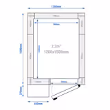 Cella frigorifera BT - 1200x1500mm - 2,20m³ - con monoblocco a parete - con pavimento - pannello 120mm