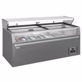 Commercial multideck display freezer - 2104mm - 346L - with 3 sliding glass doors & 6 shelves - incl. island freezer - Grey