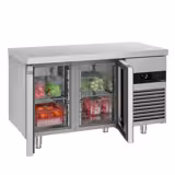 Soğutmalı tezgah PREMIUM - 1400x700mm - 2 cam kapılı - Umluft soğutma; dijital termostat