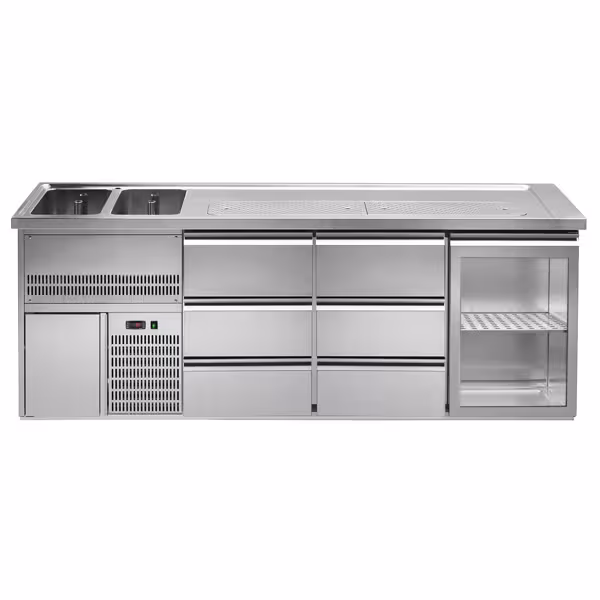 Bierkoeling Premium PLUS - 2500x700mm - 1 glazen deur & 6 laden