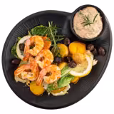 (6 uds) NERO - Plato de aperitivos - Melamina - 300x250mm - con cuenco para salsa 60ml - Negro