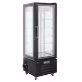 Vitrine réfrigérée panoramique - 340L - 650mm - avec 5 étagères en verre - 1 porte vitrée arrière - Pour FR - Noir