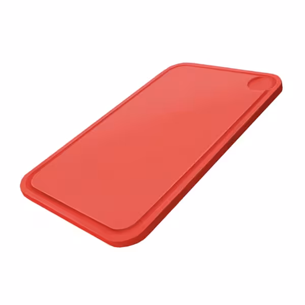 Snijplank met sapgeul - 300x500mm - Dikte: 20mm - HACCP-conform - Polyethyleen - Rood - Vaatwasmachinebestendig