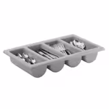 (6 pz) Vassoio portaposate - GN 1/1 - con 4 scomparti - 530x325mm - polipropilene (PP) - Grigio