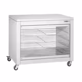 Tavolo armadiato riscaldato con porta scorrevole in vetro su entrambi i lati e 4 ripiani - 1098x480x840 mm	