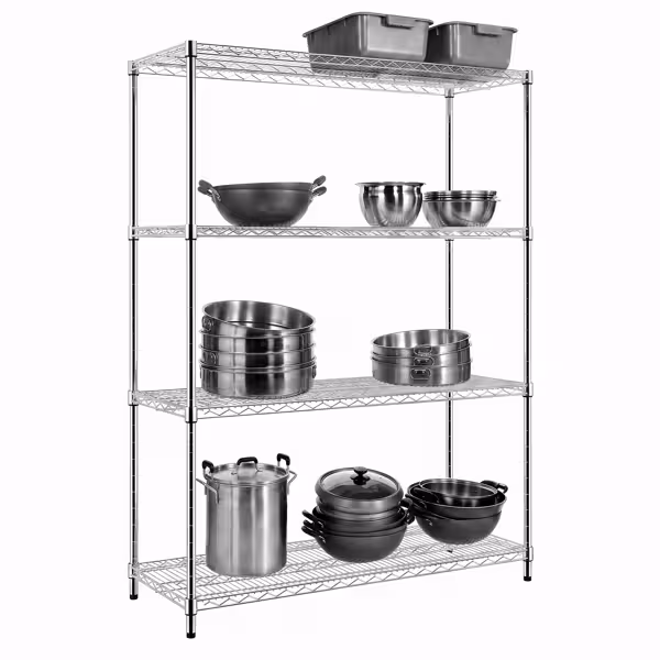 Steel shelving unit – 1500x450mm – 4 shelves – Chrome