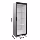 Voorraadkoelkast RVS PREMIUM - 605mm - 265liter - tot +8°C - met 1 glazen deur - statische koeling, automatische ontdooiing & legroosters