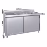 Dolaplı Yıkama Tezgahı ECO  -1800x700mm - 2 sağ evyeli