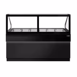 Vetrina calda TORONTO - 2100mm - frontale nero - per 6x GN 1/1 - piano di lavoro in granito nero
