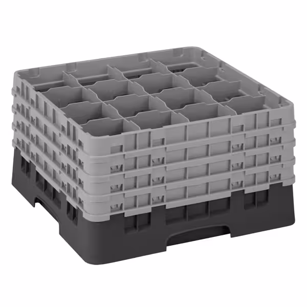 CAMBRO | CAMRACK® - Lasipesukori 1/1 - 16 lokeroa - 4 jatko-osalla - 500x500mm - Musta