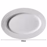(12 Stück) SEA WAVE - Platte/Dönerteller - oval - Länge: 350mm - Weiß