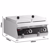 Commercial Countertop Electric Twin Tank Fryer - 13+13 litres - 9kW - with drain tap