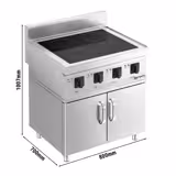 Cuisinière à induction - 14 kW - 4 plaques de cuisson - incl. meuble bas avec 2 portes