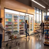 Commercial Upright Glass Door Display Fridge with Illuminated Canopy - 595mm - 358 Litres - 1 hinged glass door - LED lighting - digital controller with temperature display - Grey - Temperature range 1 to 10 °C