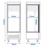 Dik Tip Endüstriyel Buzdolabı PREMIUM - GN 2/1 - 600L - 1 Cam Kapı & LED Aydınlatma - Fanlı Soğutma - Otomatik Defrost - R290 Soğutucu Gaz