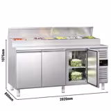 Mesa saladette de preparación PREMIUM - 2020x800mm - con 3 puertas - para 10x GN 1/3