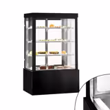 Vitrine de comptoir réfrigérée - 950L - 1200mm - Double vitrage - avec 3 étagères - portes coulissantes vitrées arrière - Noir
