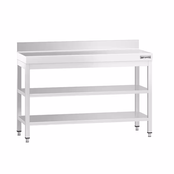 RVS werktafel PREMIUM - 1200x700mm - met onderschap & achteropstand & extra legbord