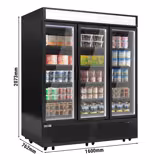 Congelatore murale espositivo - 1600 mm - da -18 a -23 °C - con porte a doppio vetro - 4 ripiani