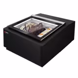 Tafel-ijsvitrine - 670mm - statische koeling - voor 3x 5 liter ijsbak - Dekselopening aan de klantzijde - zwart