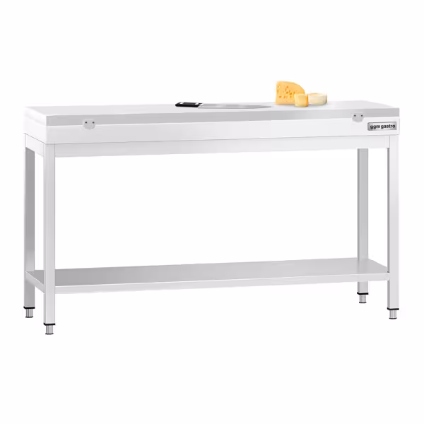 RVS werktafel PREMIUM - 1600x800mm - met onderschap - incl. snijplank Wit