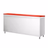 Szafka robocza ze stali nierdzewnej PREMIUM - 1800x700mm - z drzwiami suwanymi - z deską do krojenia, kolor: czerwony