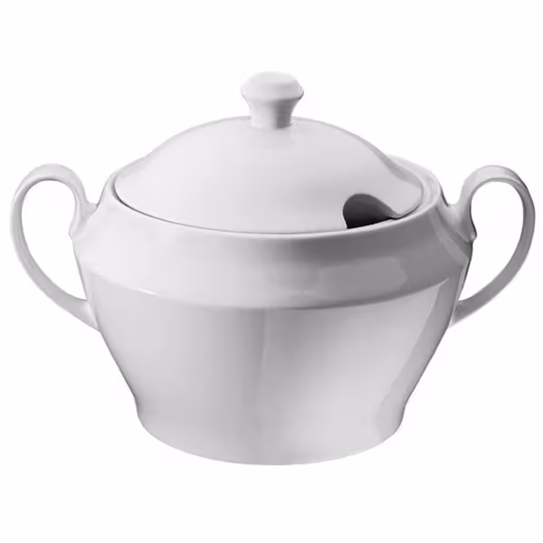 (6 pieces) Soup Tureen – Porcelain - 3.9 L - White - Dishwasher Safe - Mix & Match