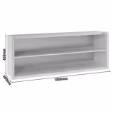 Ruostumattomasta teräksestä seinäkaappi ECO - 1800x400 mm - ilman ovia (avoin malli) - 650 mm korkea