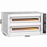 Forno elettrico per pizza - Platea in mattoni refrattari - 1320x1150mm - 9+9 pizze Ø30cm - fino a 450°C - Meccanico