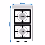 Commercial Gas Hob - 19 kW - 2 Burners