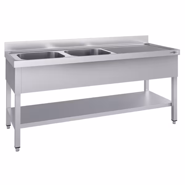 Spültisch ECO - 2000x700mm - mit Grundboden & 2 Becken links