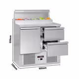 Saladette refrigerata professionale Compatta ECO - 900x700mm - 1 porta e 2 cassetti - per 5x GN 1/6 vaschette
