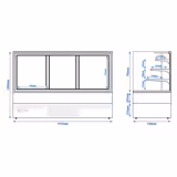 Vitrina pastelera refrigerada - 548 litros - 1915x810x1300mm - doble cristal - con 3 estantes - 2 puertas correderas traseras