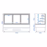 Commercial cake display fridge - 548L - 1915mm - Double glazing - with 3 adjustable shelves - rear sliding doors