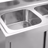 Commercial Sink Cabinet – 1800 × 600 mm – with 3 Drawers & Twin Left-Hand Bowls