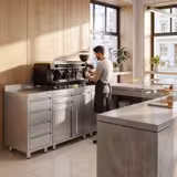 Masă espressor - 800x600mm - cu 2 sertare și ciocănitoare