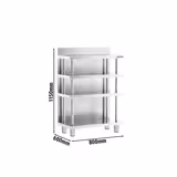 Baari-työpöytä - ruostumatonta terästä - 800x600 mm - 4 hyllyä