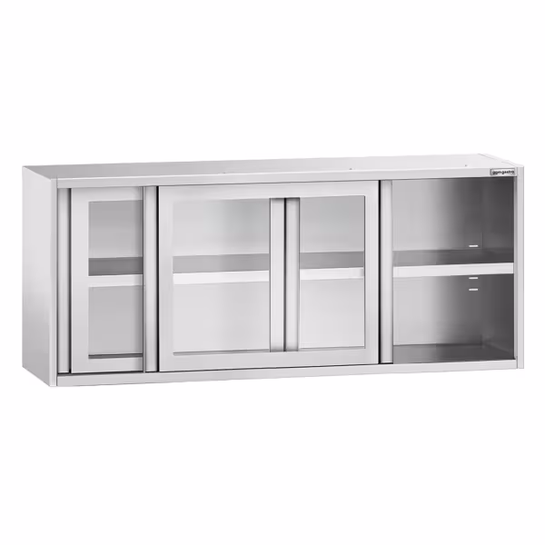 Edelstahl Wandhängeschrank - 2000x400mm - mit Glasschiebetür - 800mm hoch