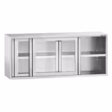 Edelstahl Wandhängeschrank - 2000x400mm - mit Glasschiebetür - 800mm hoch