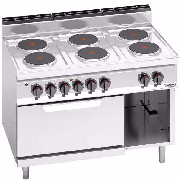 Elektromos tűzhely 6x (15,6 kW) + elektromos statikus sütővel (7,5 kW)