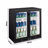ثلاجة للبار - 900 mm - 220 Liter - مع 2 بابين زجاجيين مفصليين - أسود