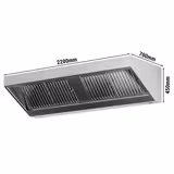 Wandafzuigkap RVS - 700mm diep - 2200mm - met motor - met 4 labyrintfilters en verlichting - snelheidsregelaar vereist (extern) - 1350m³/u