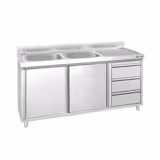 Lavello - 1600x600 mm - con 3 cassetti e 2 lavabi a sinistra