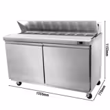 Saladette PREMIUM - 1555mm - 2 portas - com encaixe para 16x GN 1/6 & Tampa em aço inox - incl. 16x Recipientes GN 1/6
