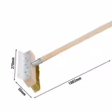 Pizza Oven Brush with Scraper – 1 m Handle - Brass Bristles - Wooden Handle