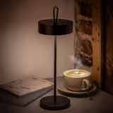 Candeeiro de mesa LED - CLEO MINI - recarregável sem fios - regulável em 3 níveis - Ø120mm - Preto - IP54